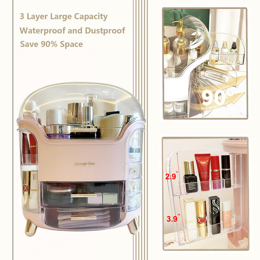 Omeily Organizador de maquillaje con 3 capas para optimizar el espacio.