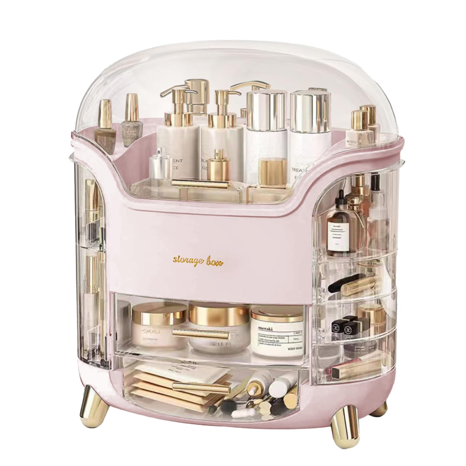 Omeily Organizador de maquillaje con gran capacidad para cosméticos y accesorios.