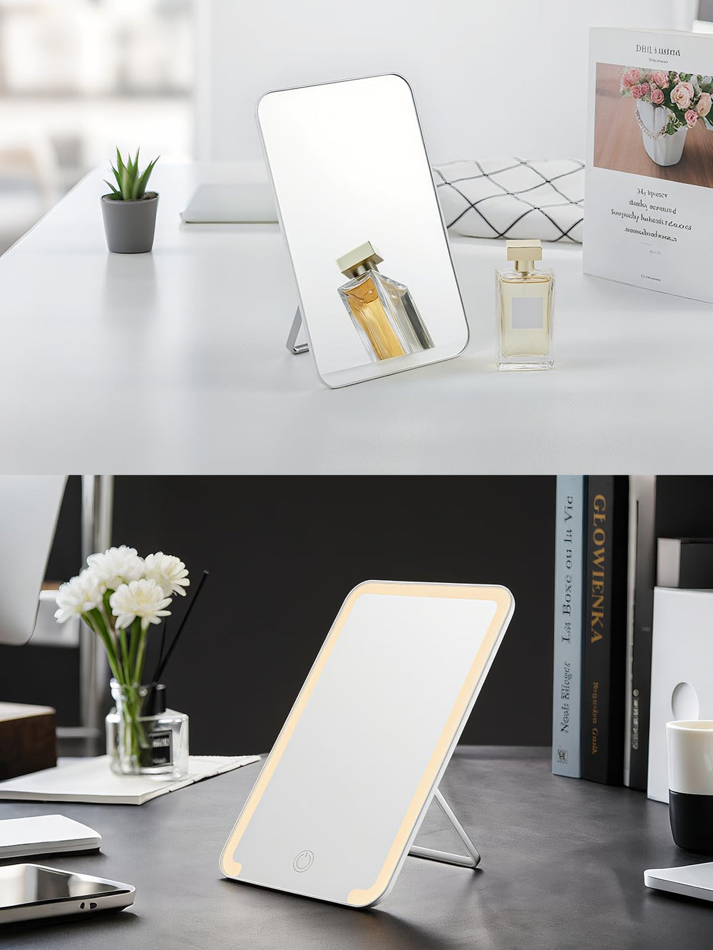 OMIRO miroir non magnétique rose, pratique en voyage et bureau.