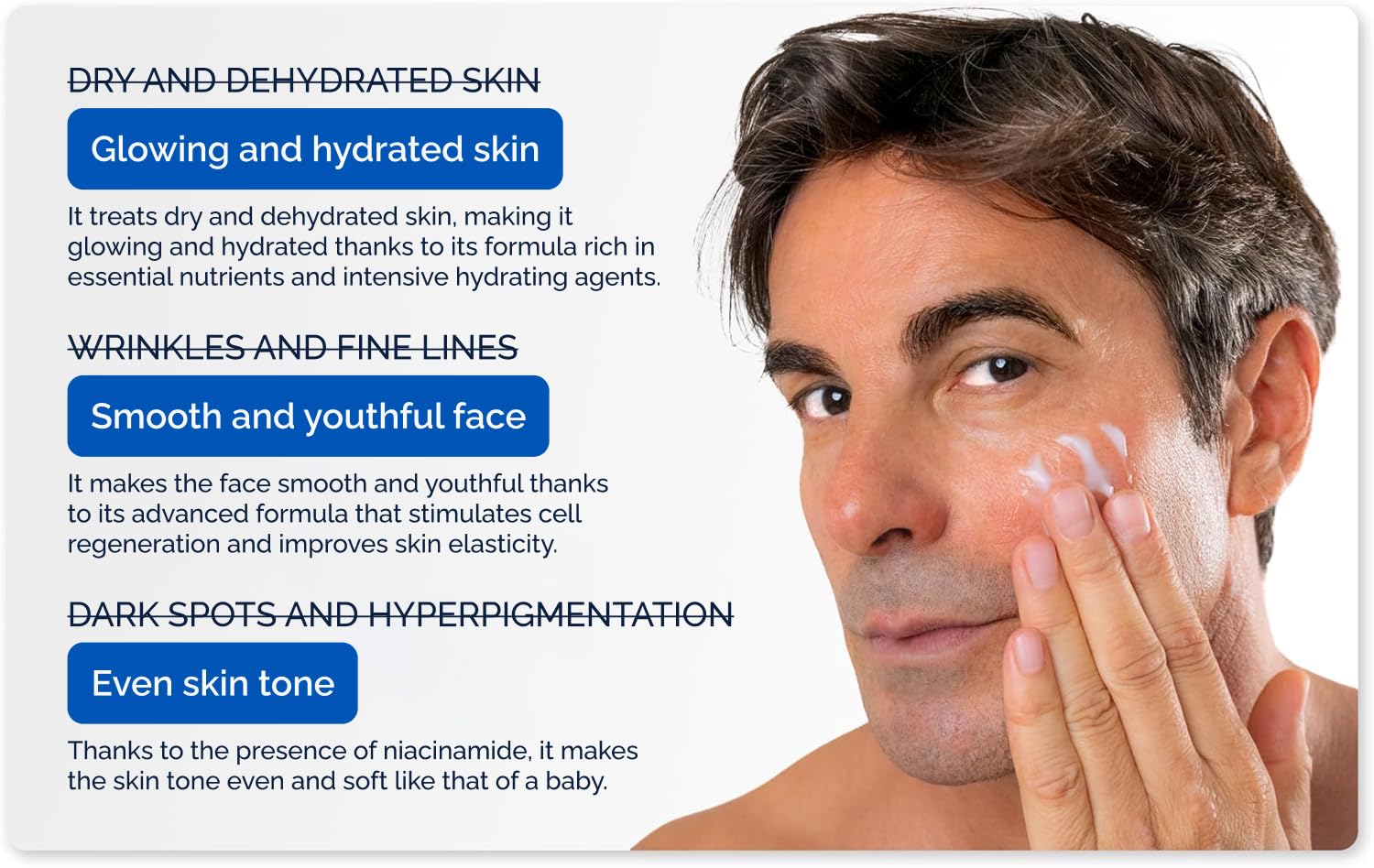 Omnis Uomo Crema Facial, aceite de oliva, suaviza y aporta elasticidad suave.