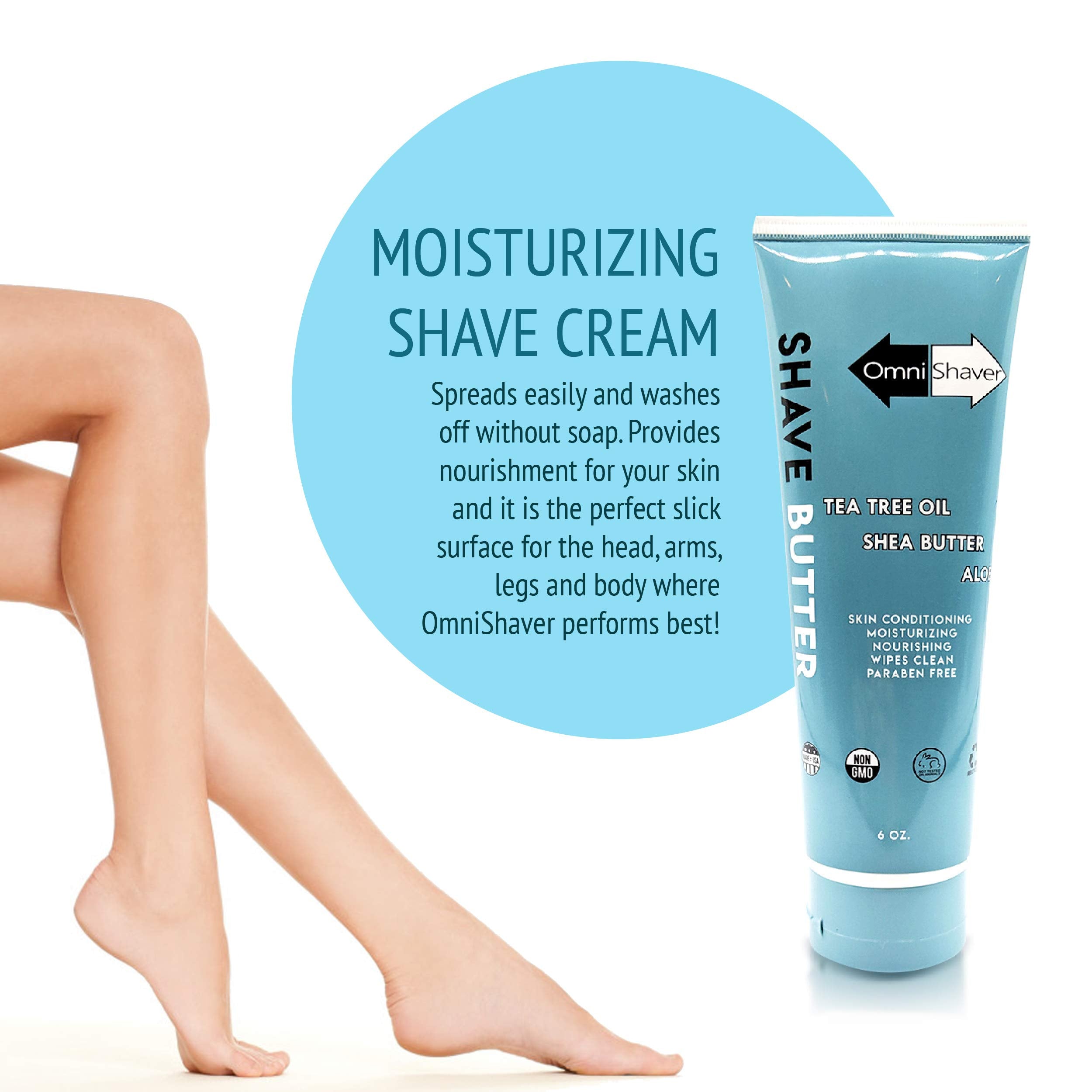 OmniShaver Mantequilla de Afeitar: aplicación suave para piernas, brazos y cuerpo