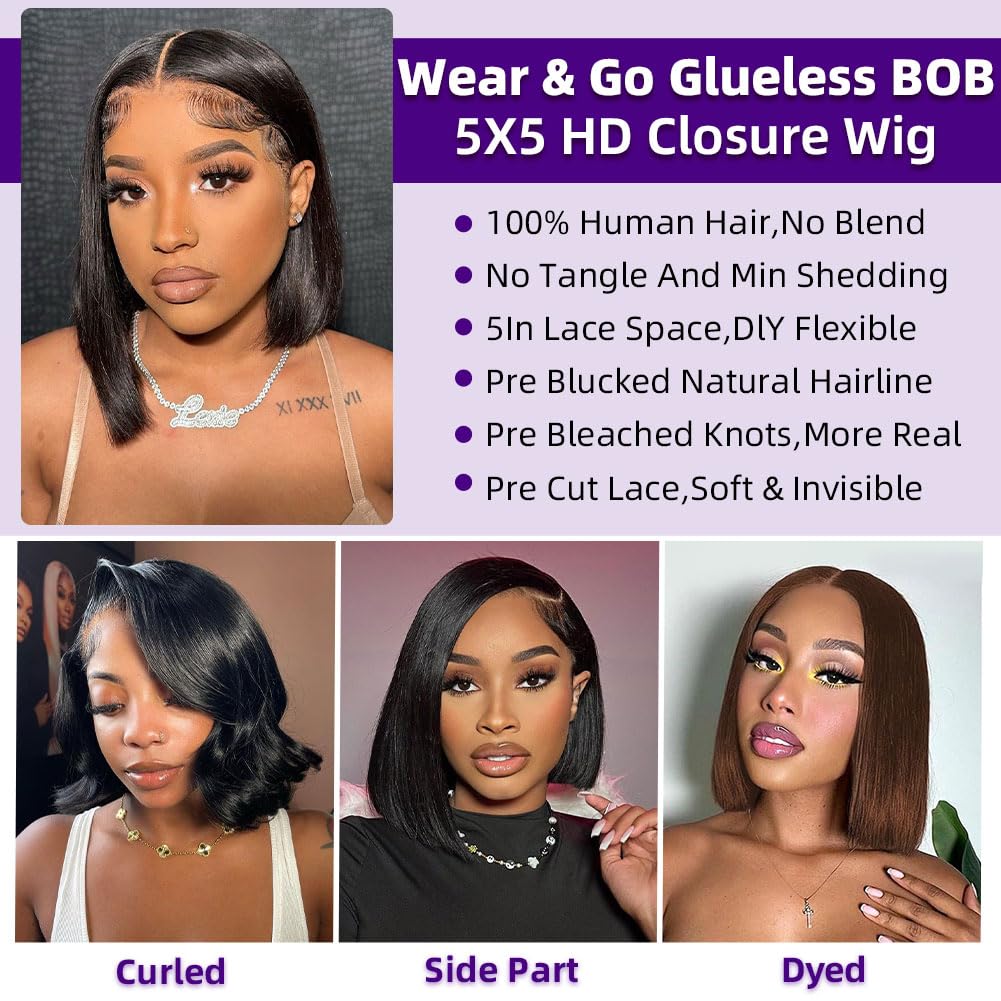 Omswet Wear and Go Bob Wig heat-styled human hair for restyling.