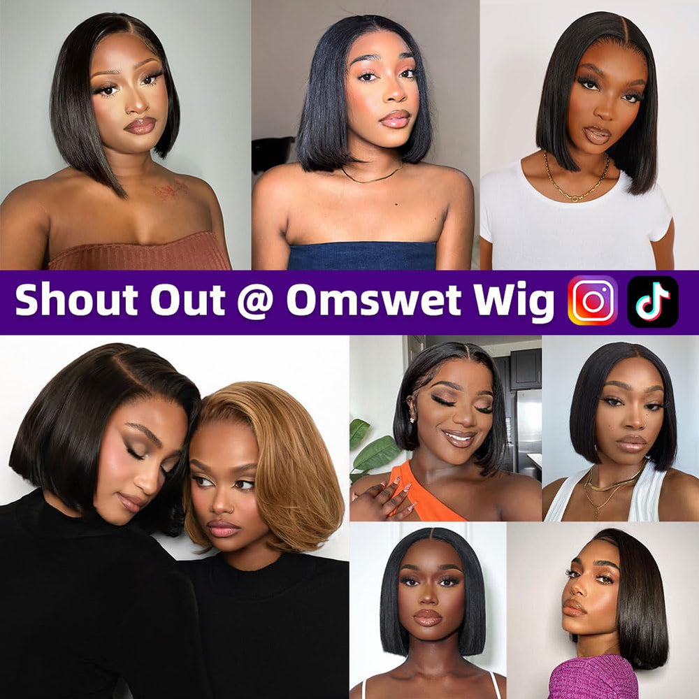 Omswet Wear and Go Bob Wig breathable lace for comfort during long wear.