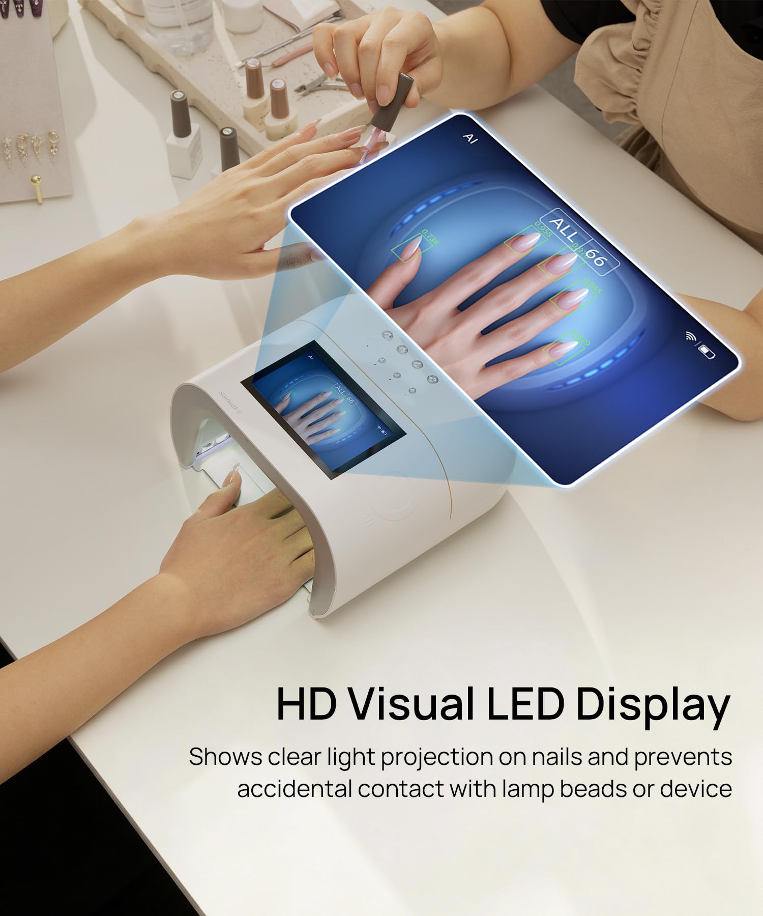 O NAIL lámpara led 109: cobertura total para curado rápido y uniforme.