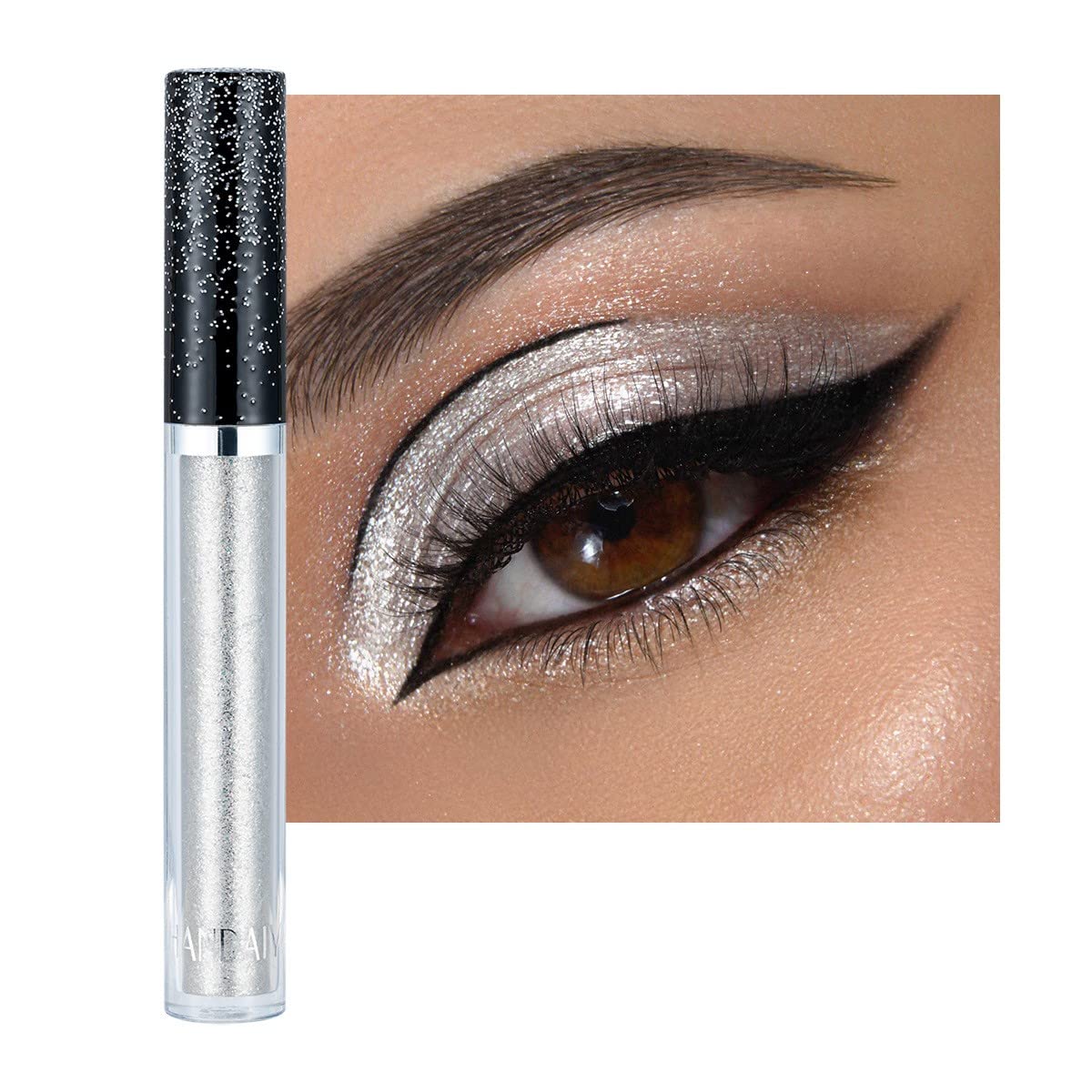 ONarisae sombra-liquida destellos metalizados plata para un look glam duradero.