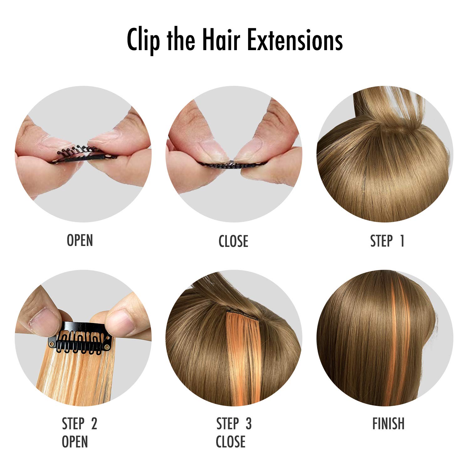 Extensiones Onas con sistema de broches seguro para un ajuste sencillo.