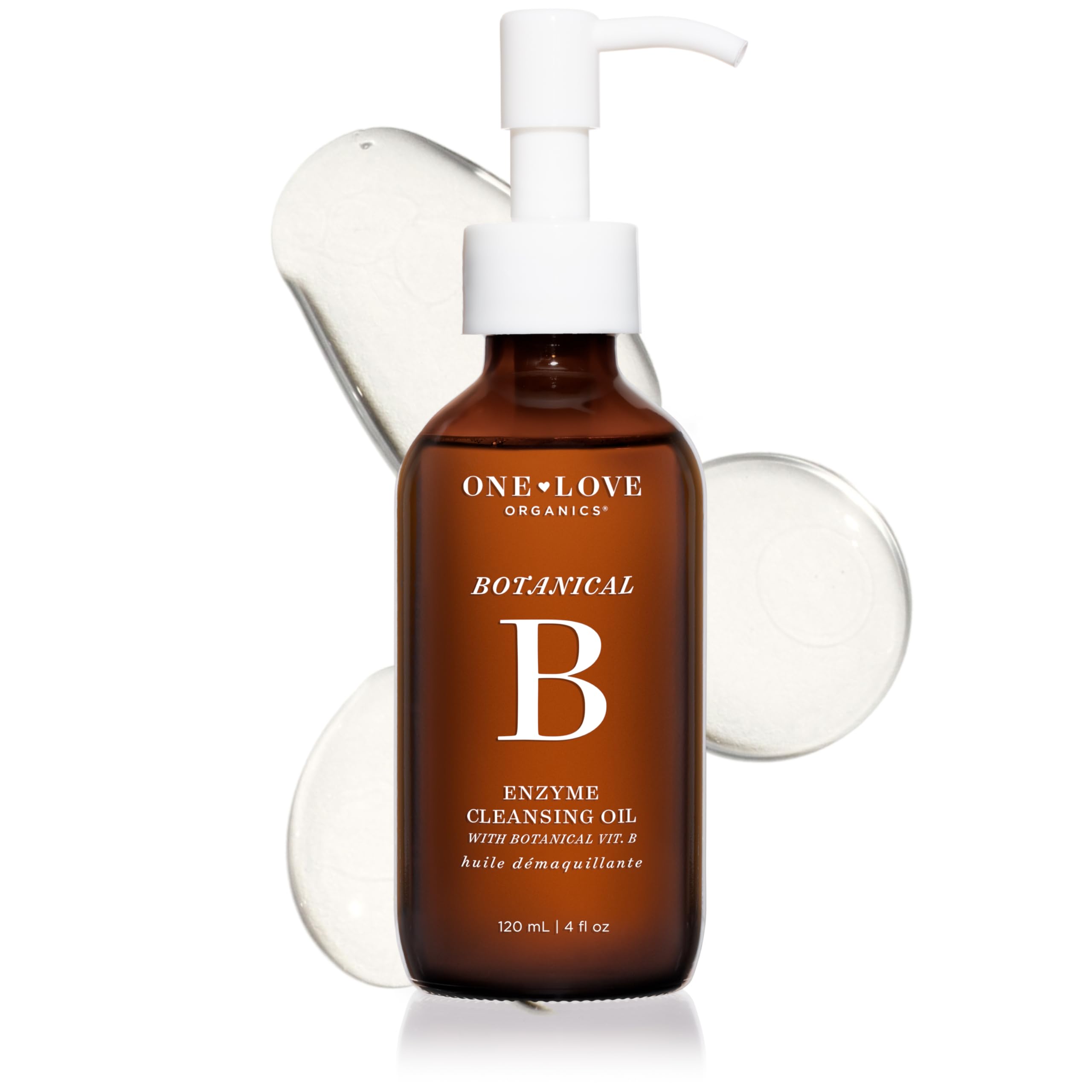 One Love Organics – huile-nettoyante-b-enzyme, texture soyeuse pour un démaquillage doux.