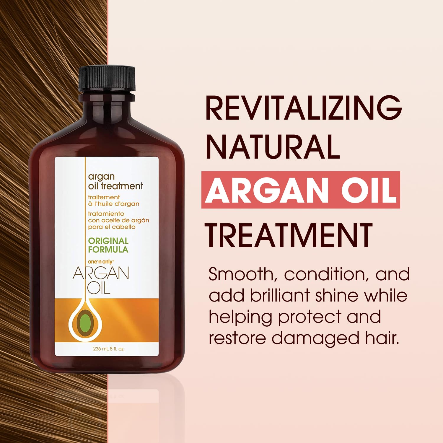 One 'N Only Aceite de Argán, brillo radiante para cabello natural y pelucas.