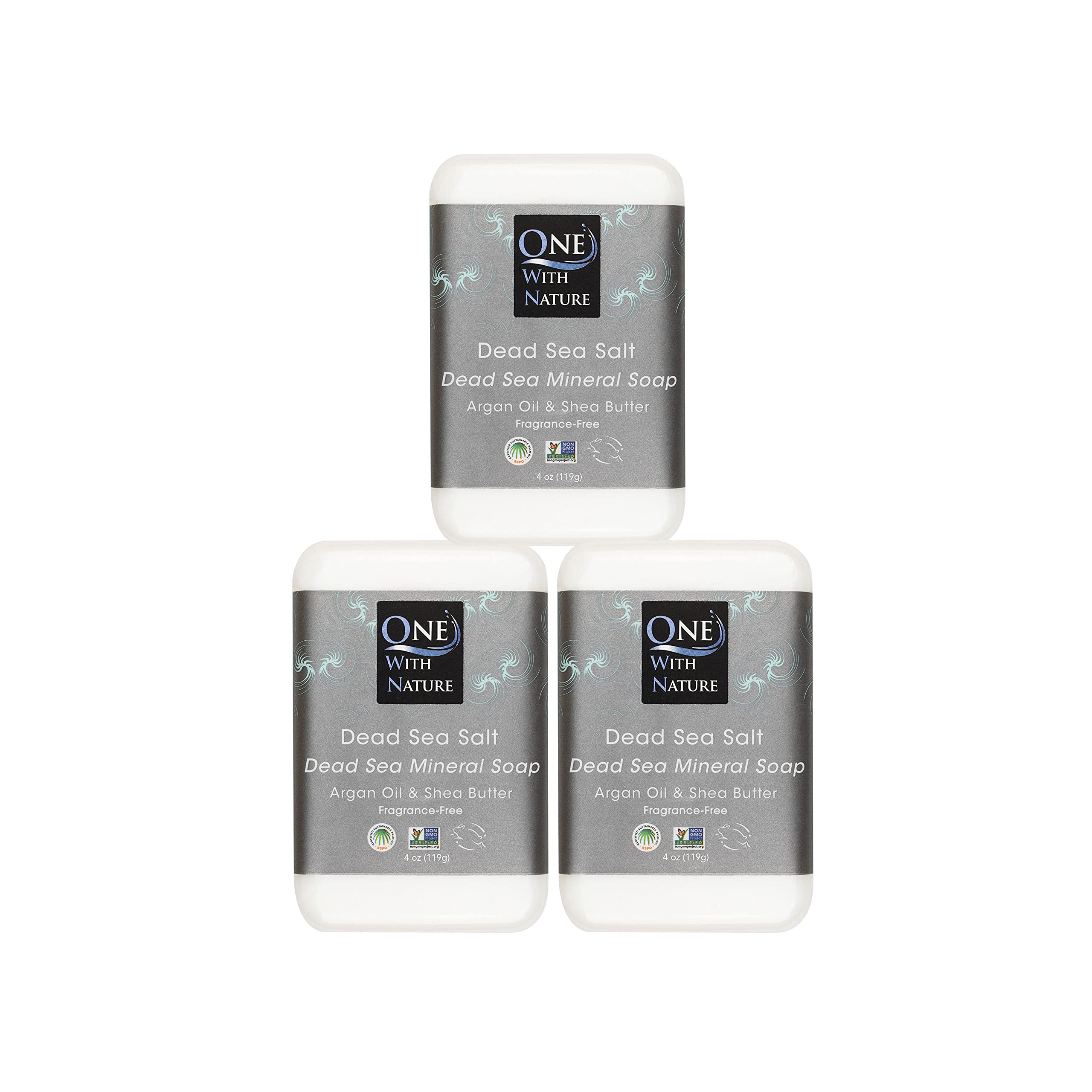 One With Nature Jabon Sal del Mar tres-pack barra: limpieza suave para cara y cuerpo.