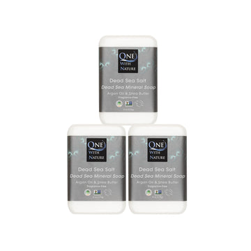 One With Nature Jabon Sal del Mar tres-pack barra: limpieza suave para cara y cuerpo.