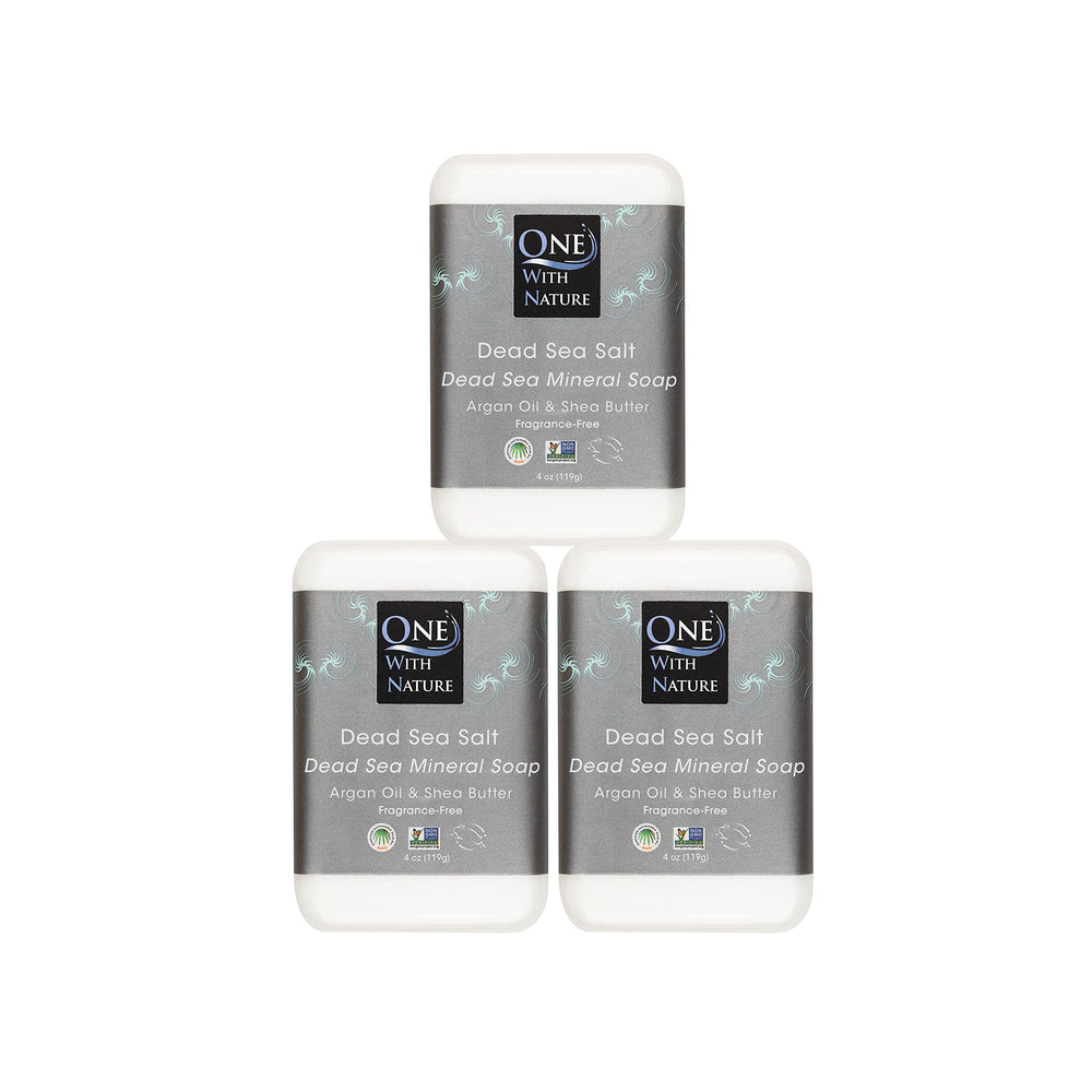 One With Nature Jabon Sal del Mar tres-pack barra: limpieza suave para cara y cuerpo.