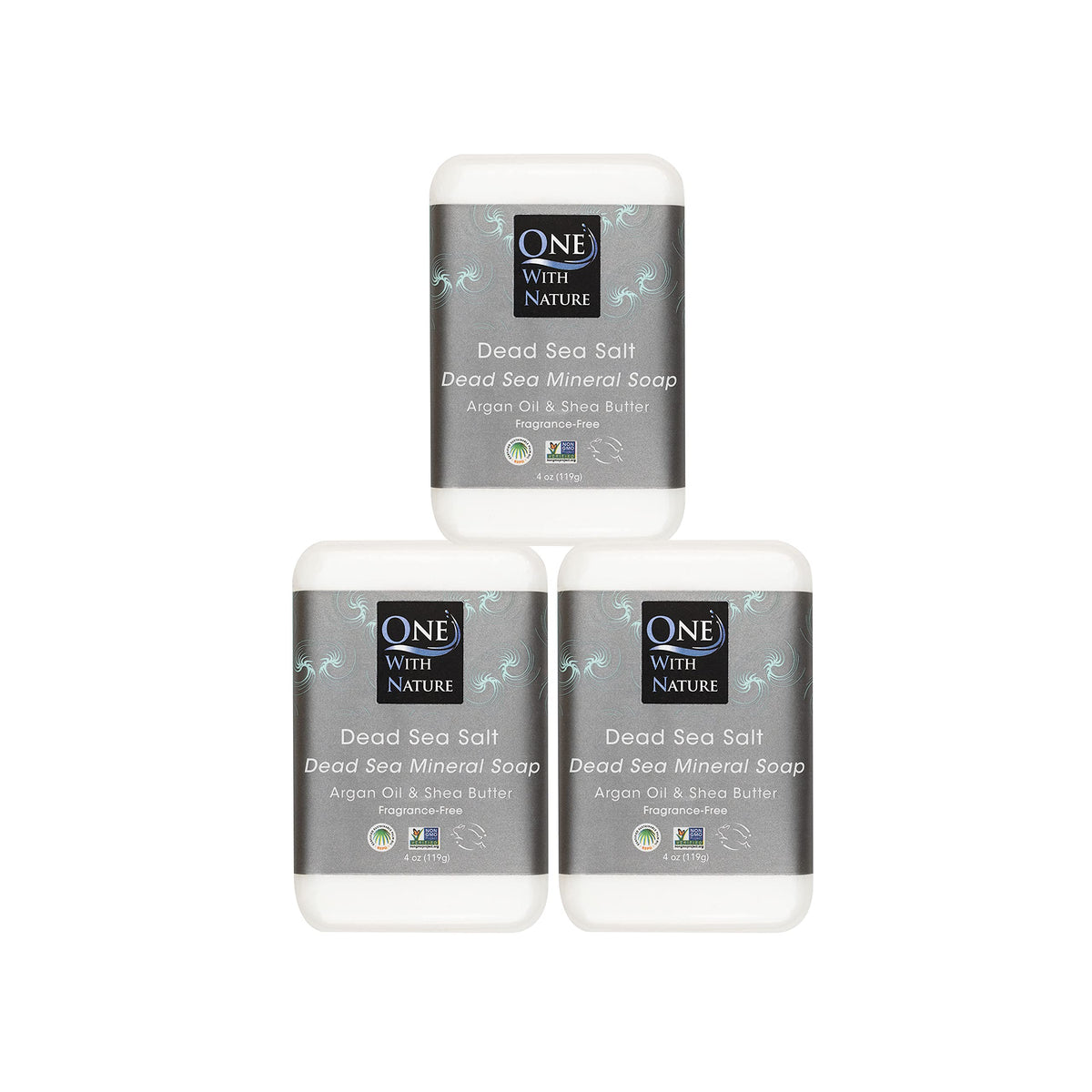 One With Nature Jabon Sal del Mar tres-pack barra: limpieza suave para cara y cuerpo.