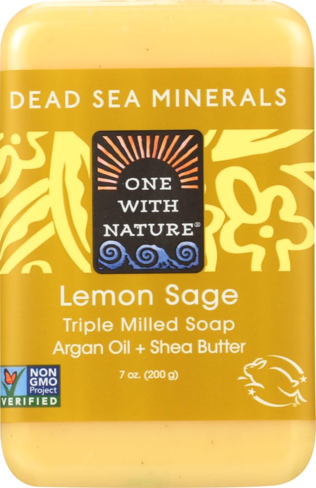 Savon One With Nature Mer Morte Citron-Sauge – barre, soin doux pour peaux sèches.