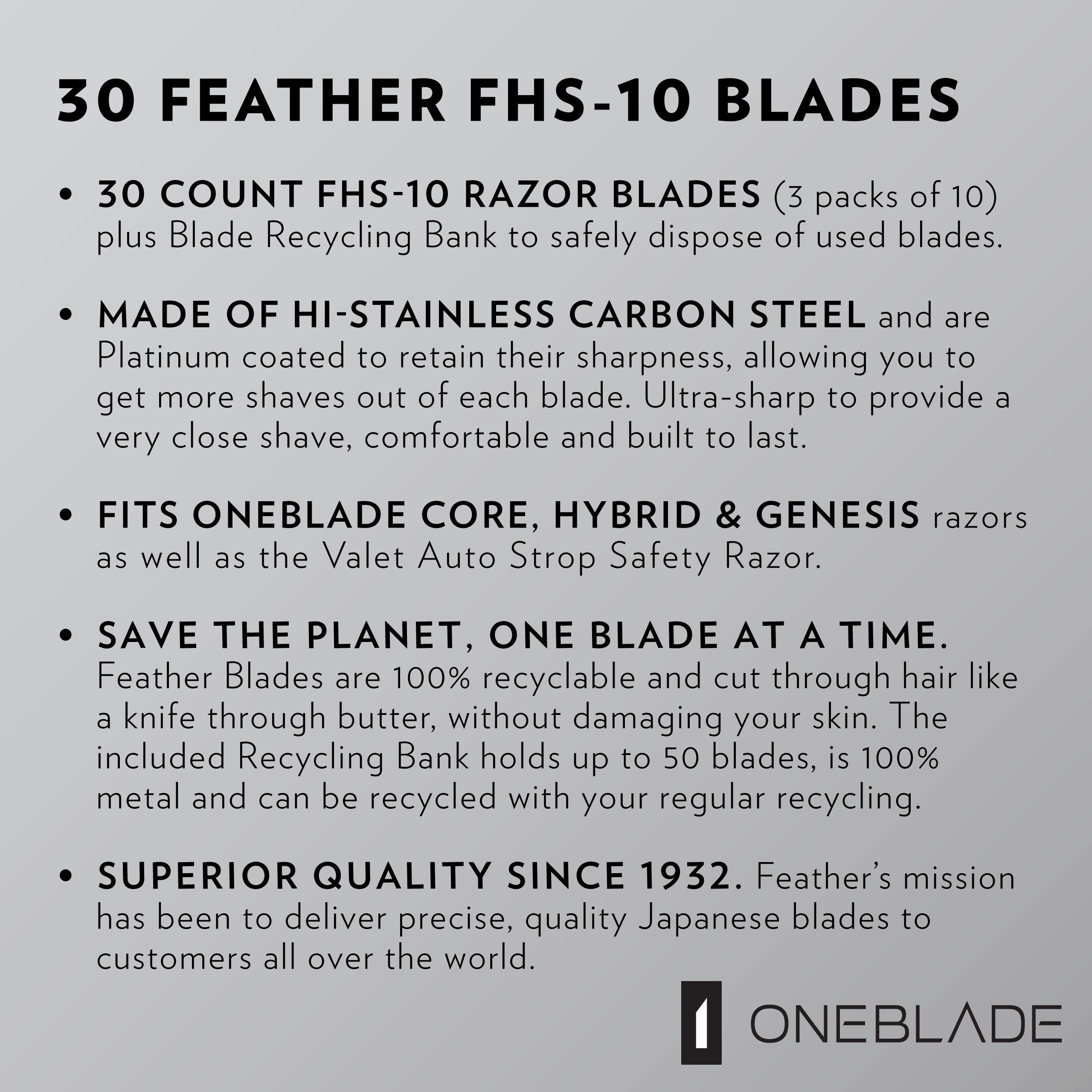 Qualite-premium Feather FHS-10 OneBlade, matériaux haut de gamme.