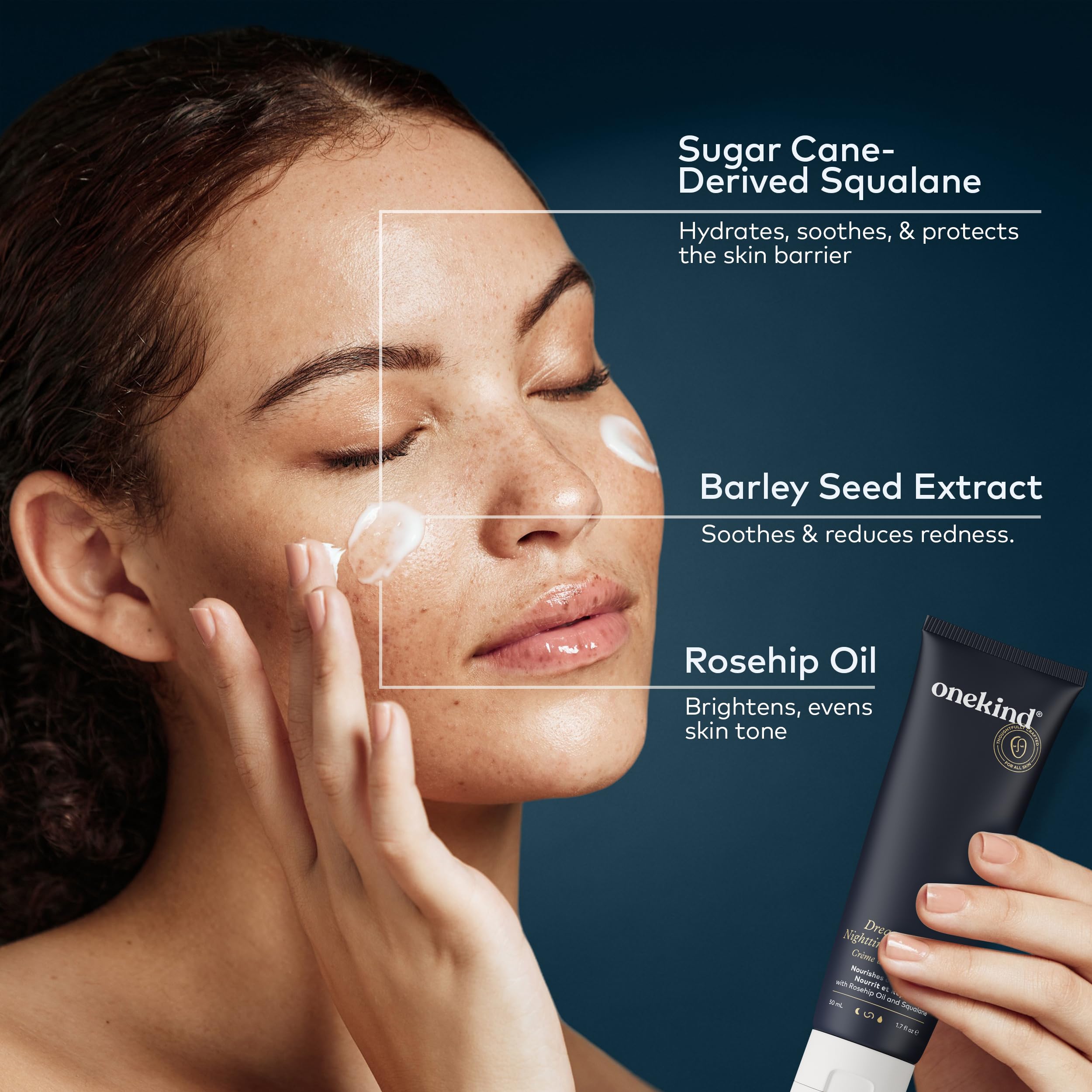 Reducción visible de líneas finas con Onekind Dream Cream.