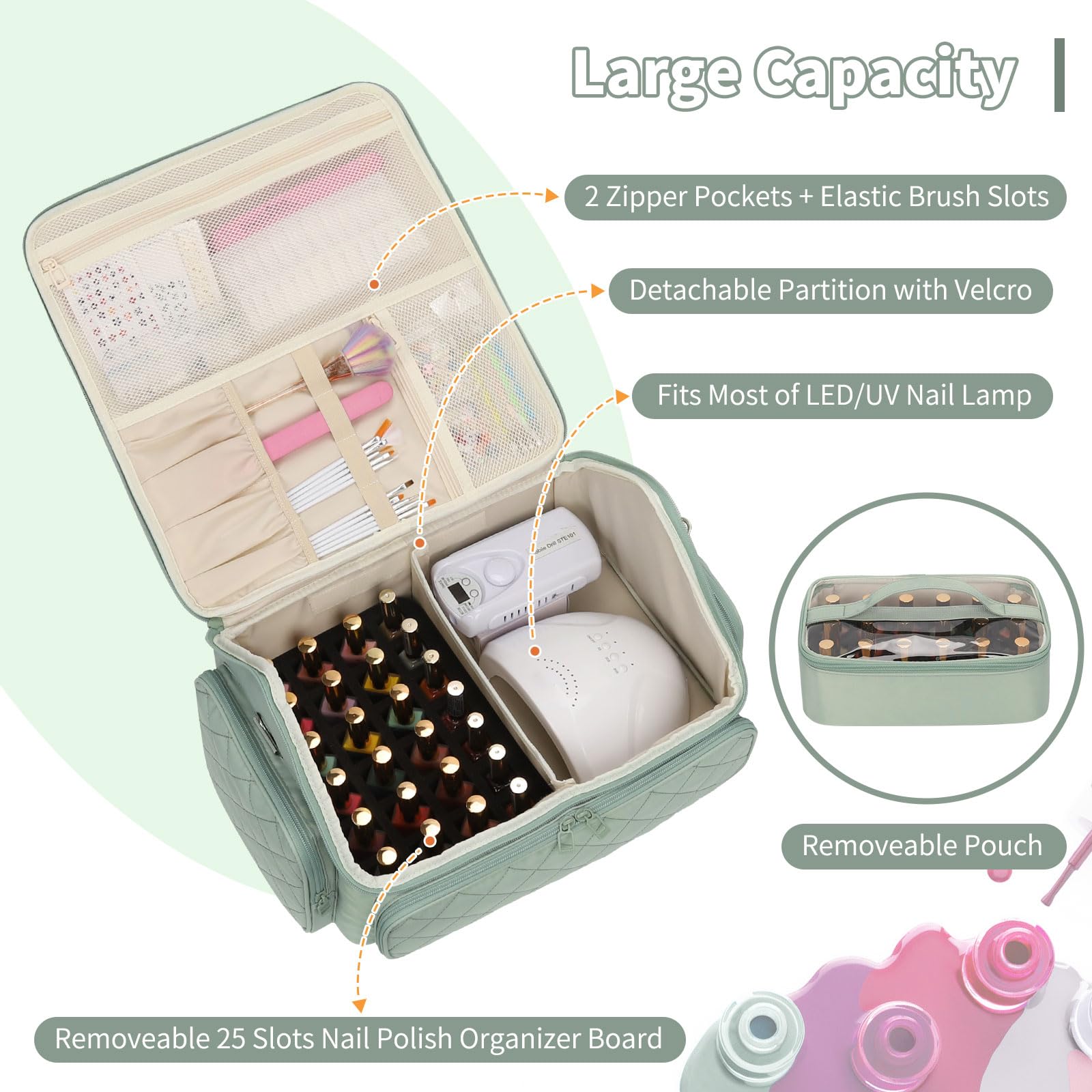 onemoky organizador esmaltes con bolsa removible para transporte fácil
