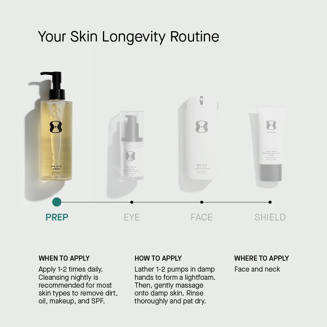 OneSkin PREP mode d’emploi simple pour nettoyer matin et soir.