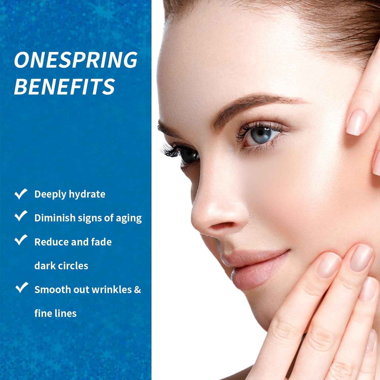 Onespring parches de gel para ojos, contienen colágeno natural para soporte y nutrición.