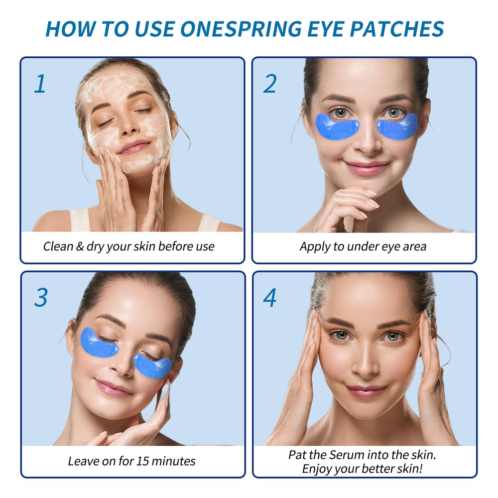 Onespring parches de gel para ojos, uso diario para un cuidado rápido.