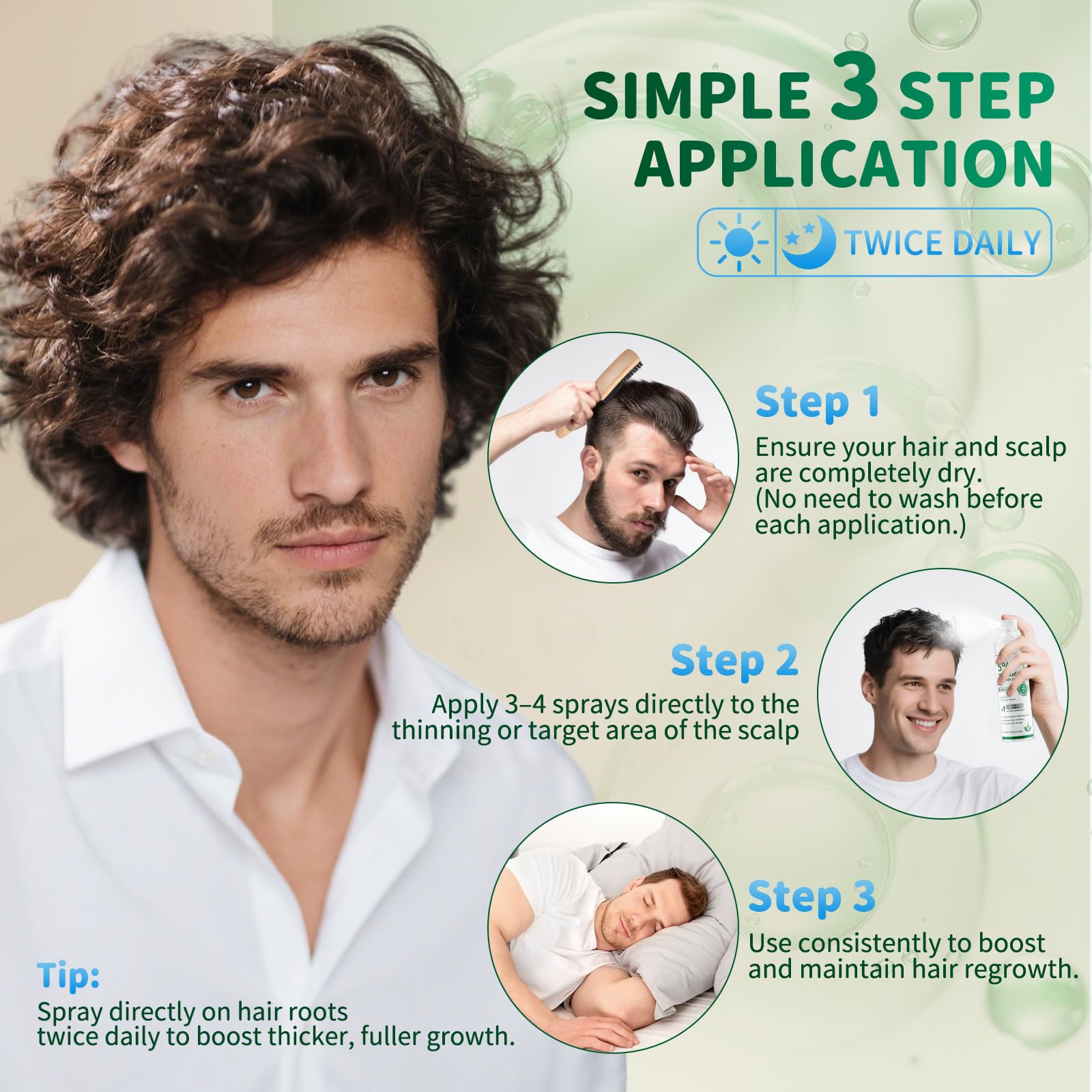 ONIADBA Minoxidil fórmula no grasa para uso diario.