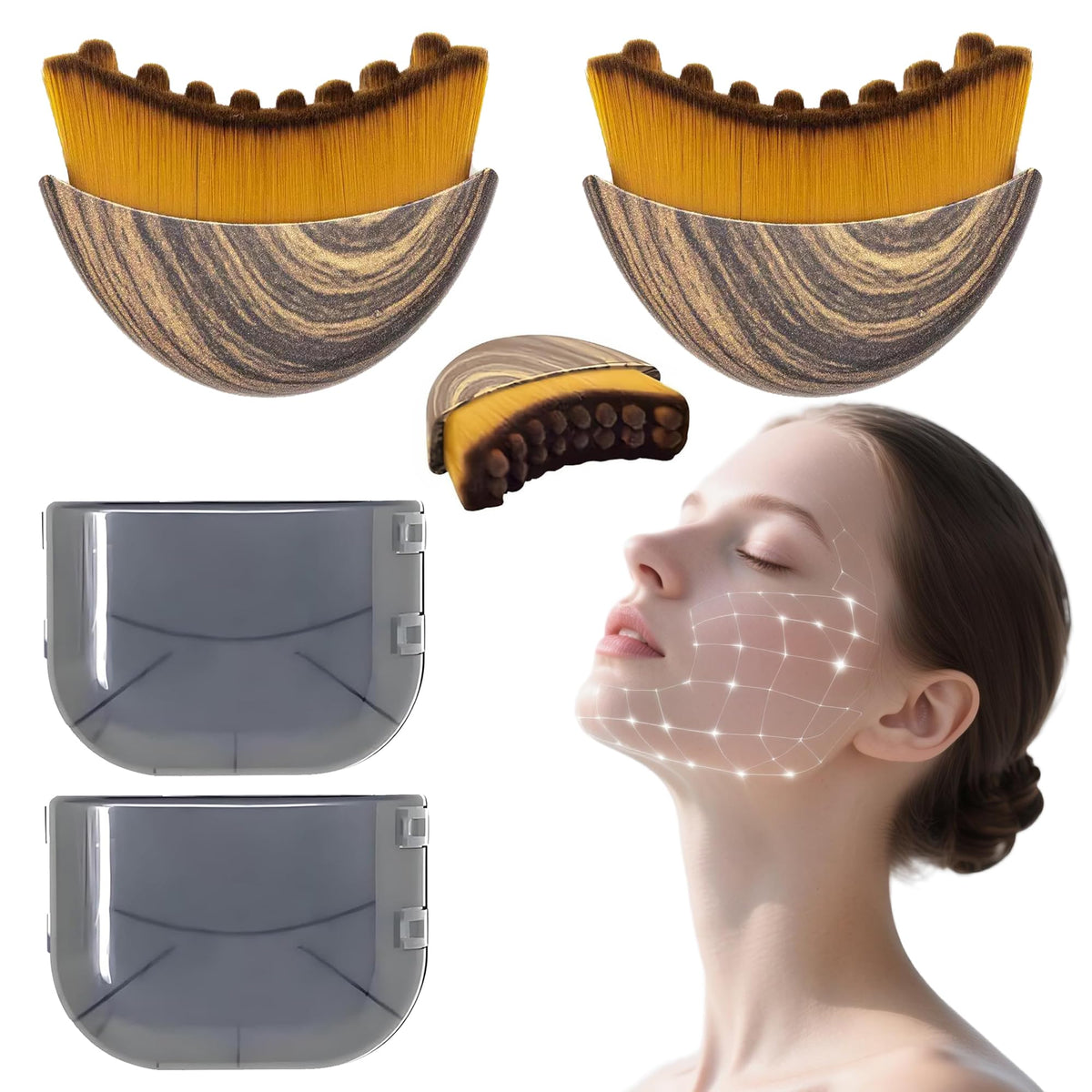 Cepillo linfático Only Romee con contorno curvo para mandíbula, promueve definición suave.