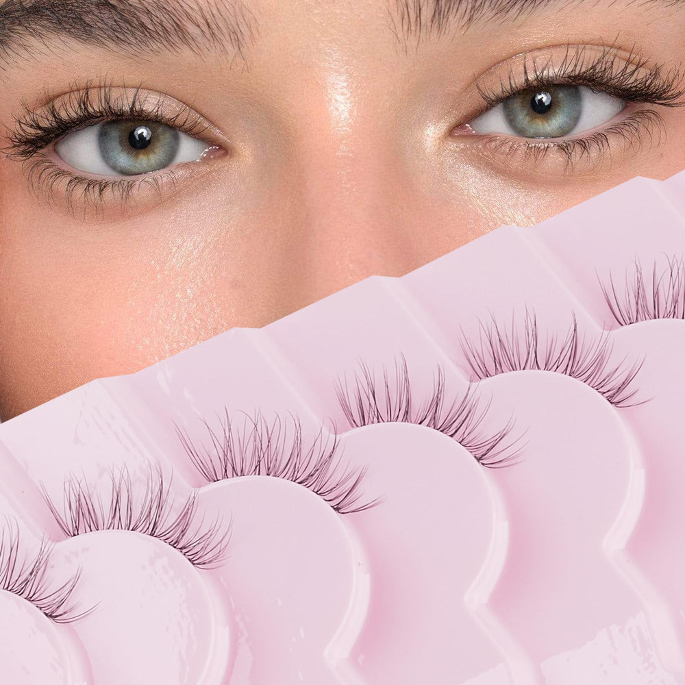 Onlyall pestañas medias con banda transparente para look natural