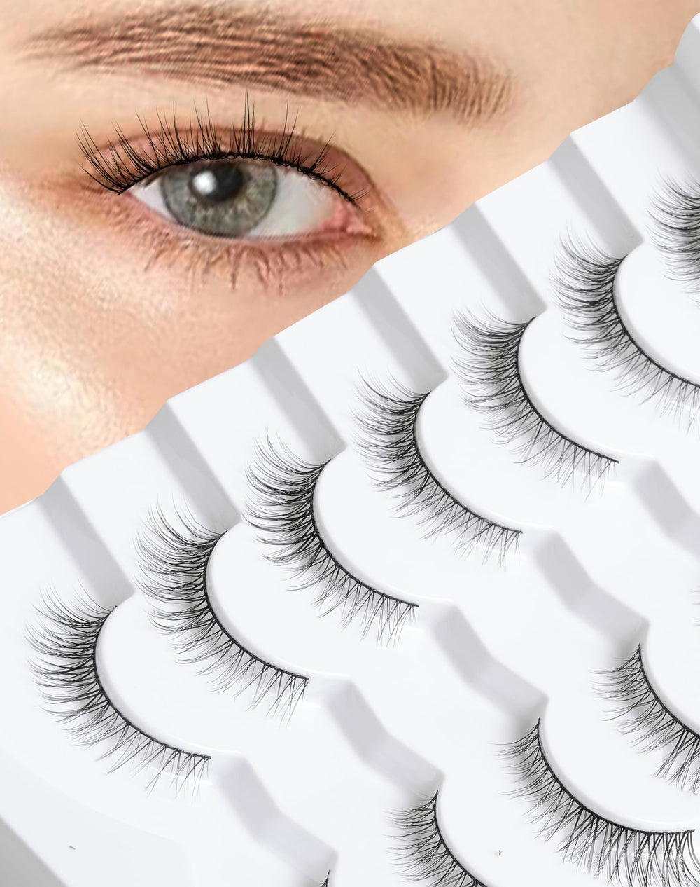 Onlyall pestañas naturales banda fina 10mm para mirada suave