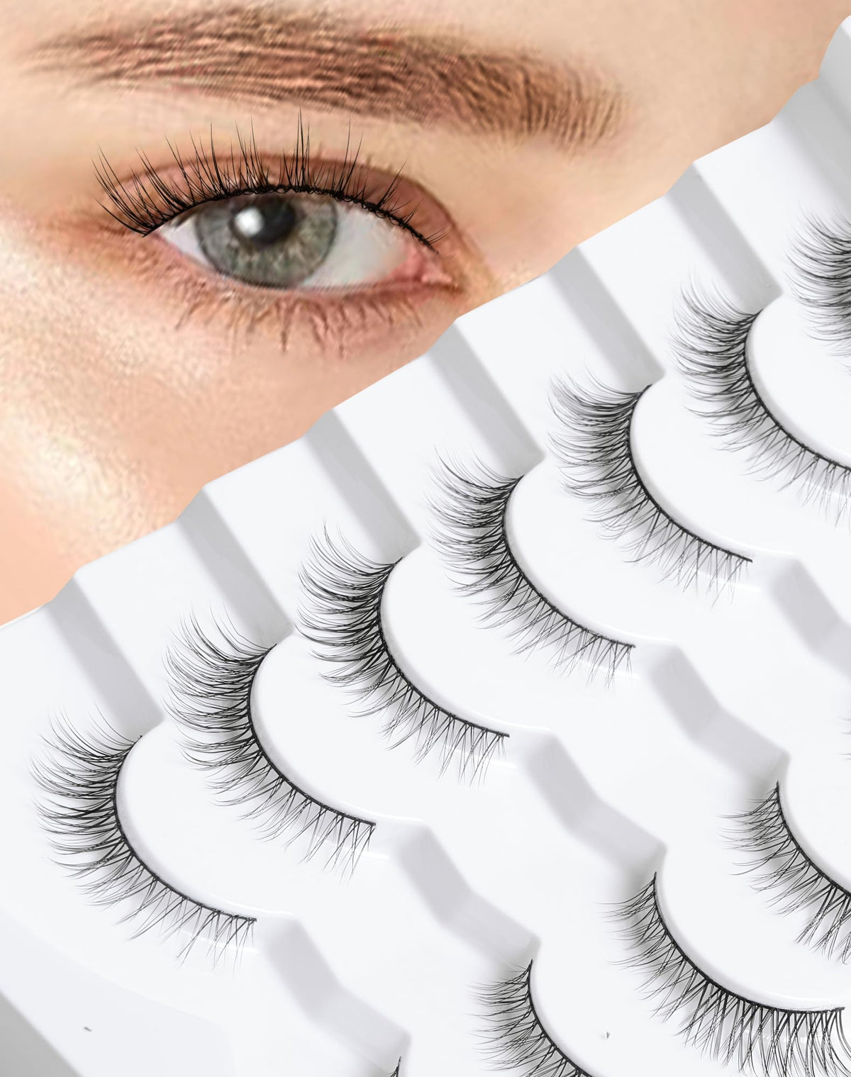 Onlyall pestañas naturales banda fina 10mm para mirada suave
