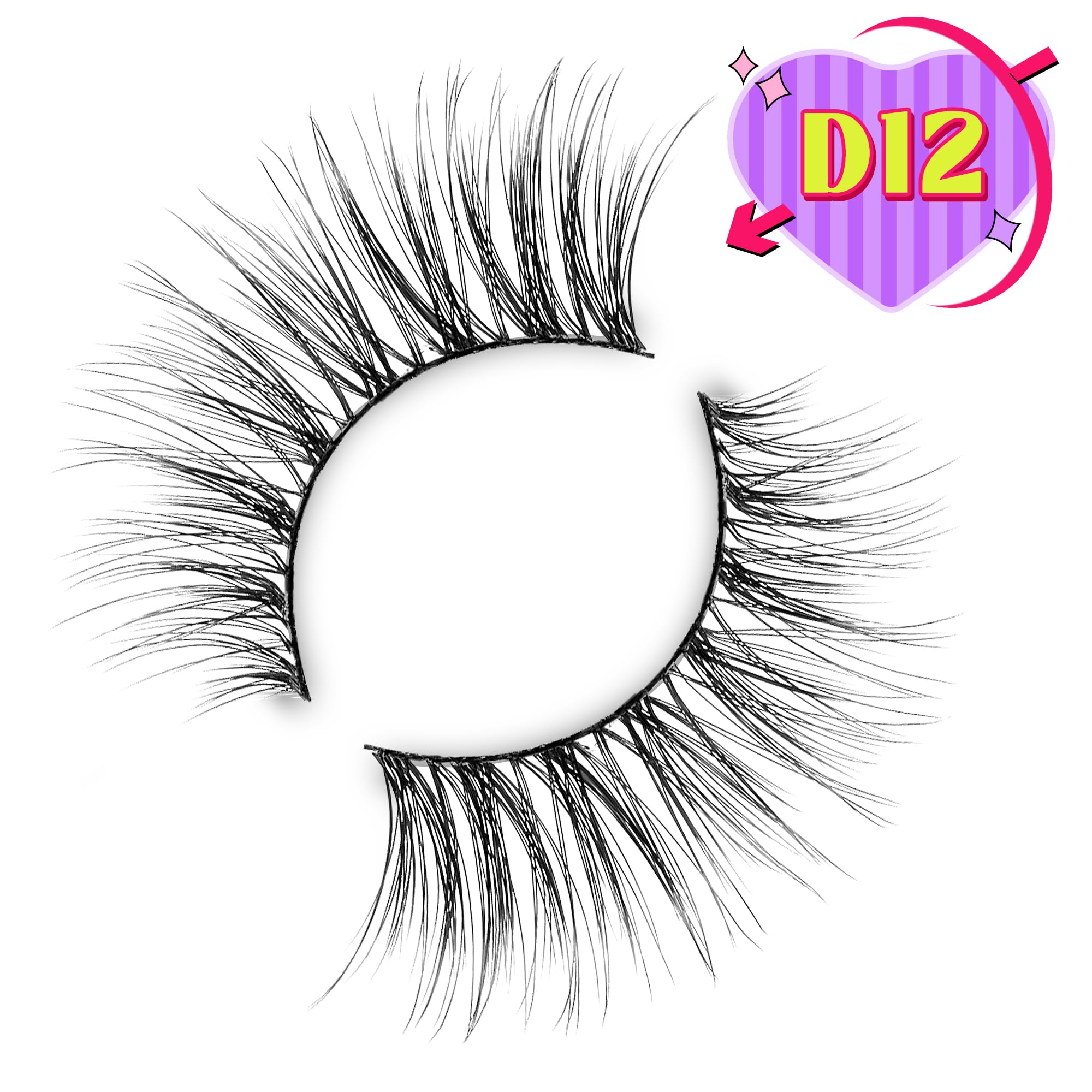 Onlyall Pestañas D12 estilo flirty 13mm para mirada seductora