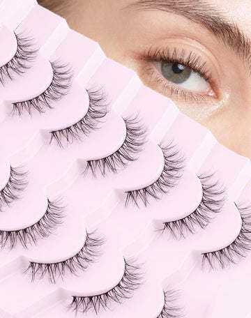 Onlyall Pestañas Naturales con estuche de 7 pares para llevar