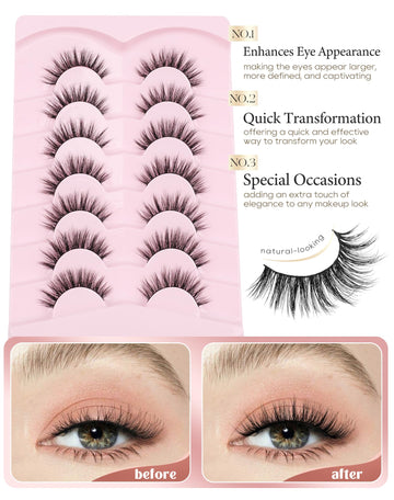 Onlyall Pestañas Naturales Wispy — adaptadas a ojos almendrados para mayor comodidad.