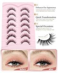 Onlyall Pestañas Naturales Wispy — adaptadas a ojos almendrados para mayor comodidad.