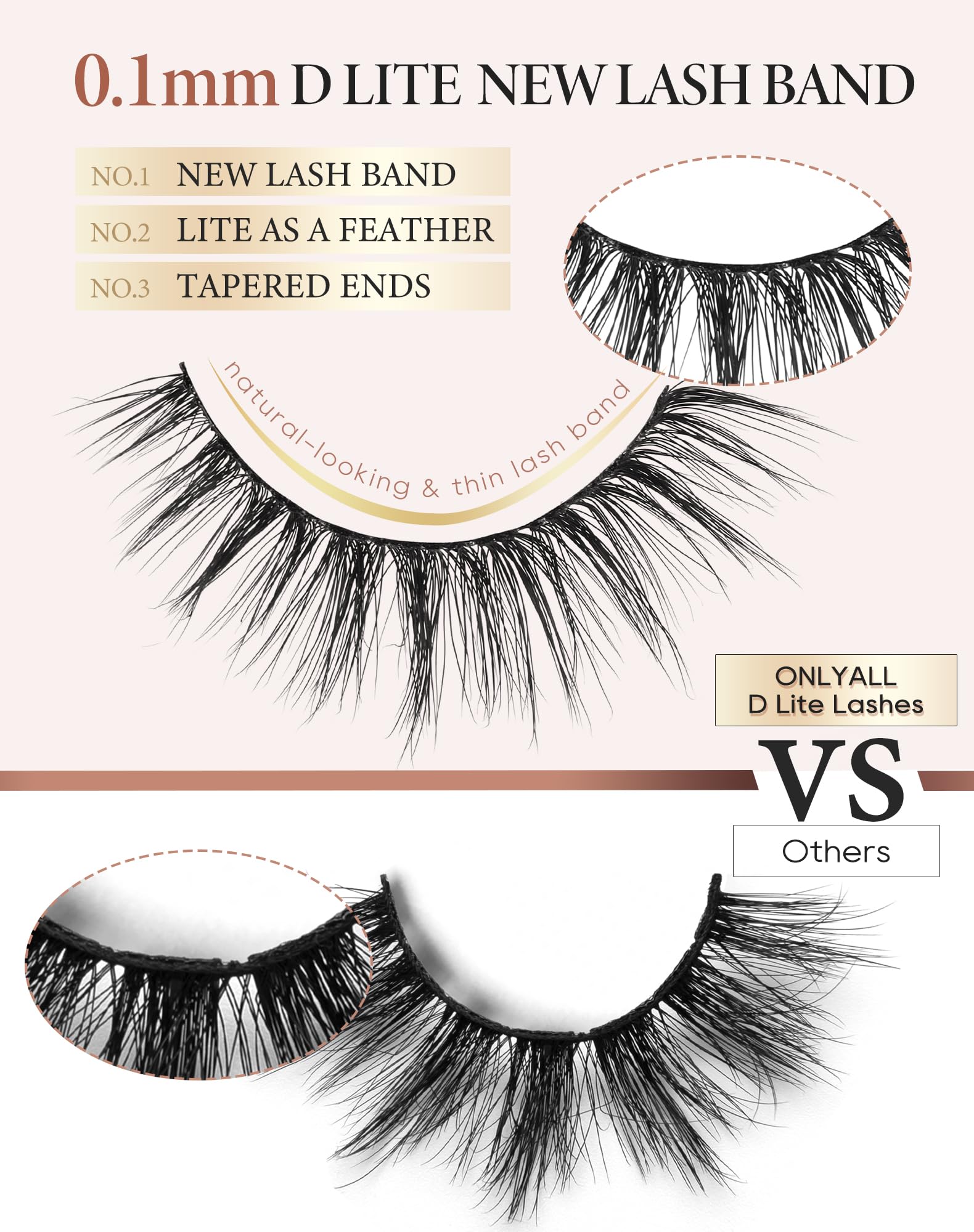 Onlyall Pestañas Naturales Wispy — aplicación fácil para principiantes.