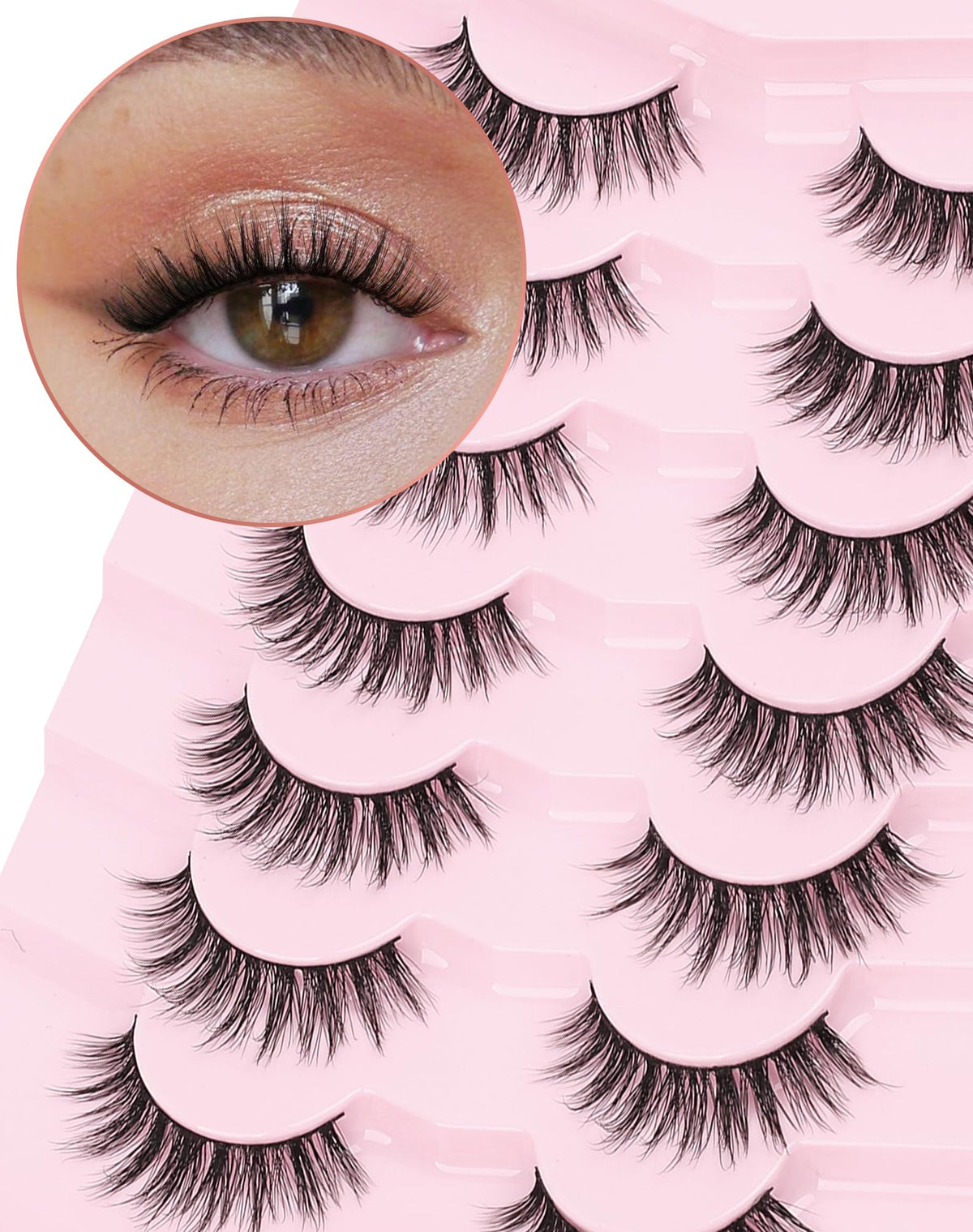 Onlyall Pestañas Naturales Wispy — banda delgada para un aspecto natural y cómodo.