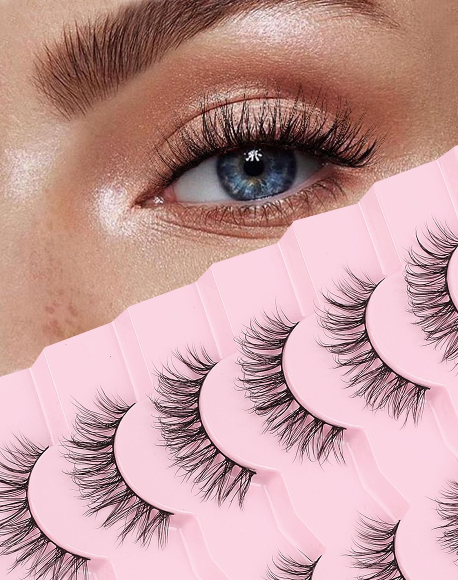 Onlyall Wispy Lashes con banda ultrafina para un acabado natural y cómodo.