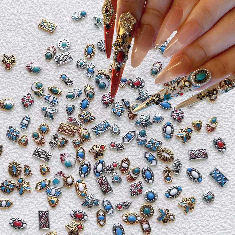 ONPRESS corazones para uñas, conjunto retro de 50 piezas para diseños llamativos