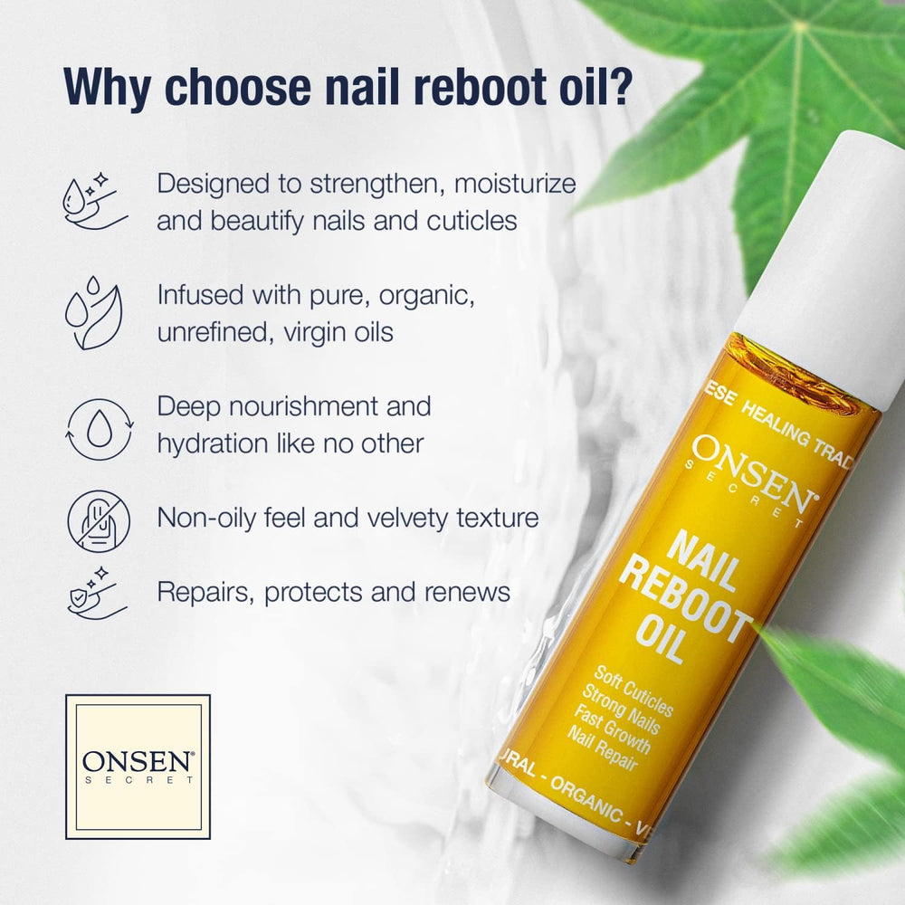 Onsen Secret tsubaki y tea tree, ingredientes antioxidantes para uñas revitalizadas.