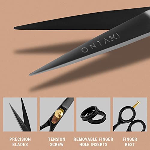 Ontaki tijeras para barba y bigote con reposo de dedo para mayor comodidad
