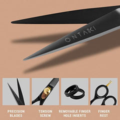 Ontaki tijeras para barba y bigote con reposo de dedo para mayor comodidad