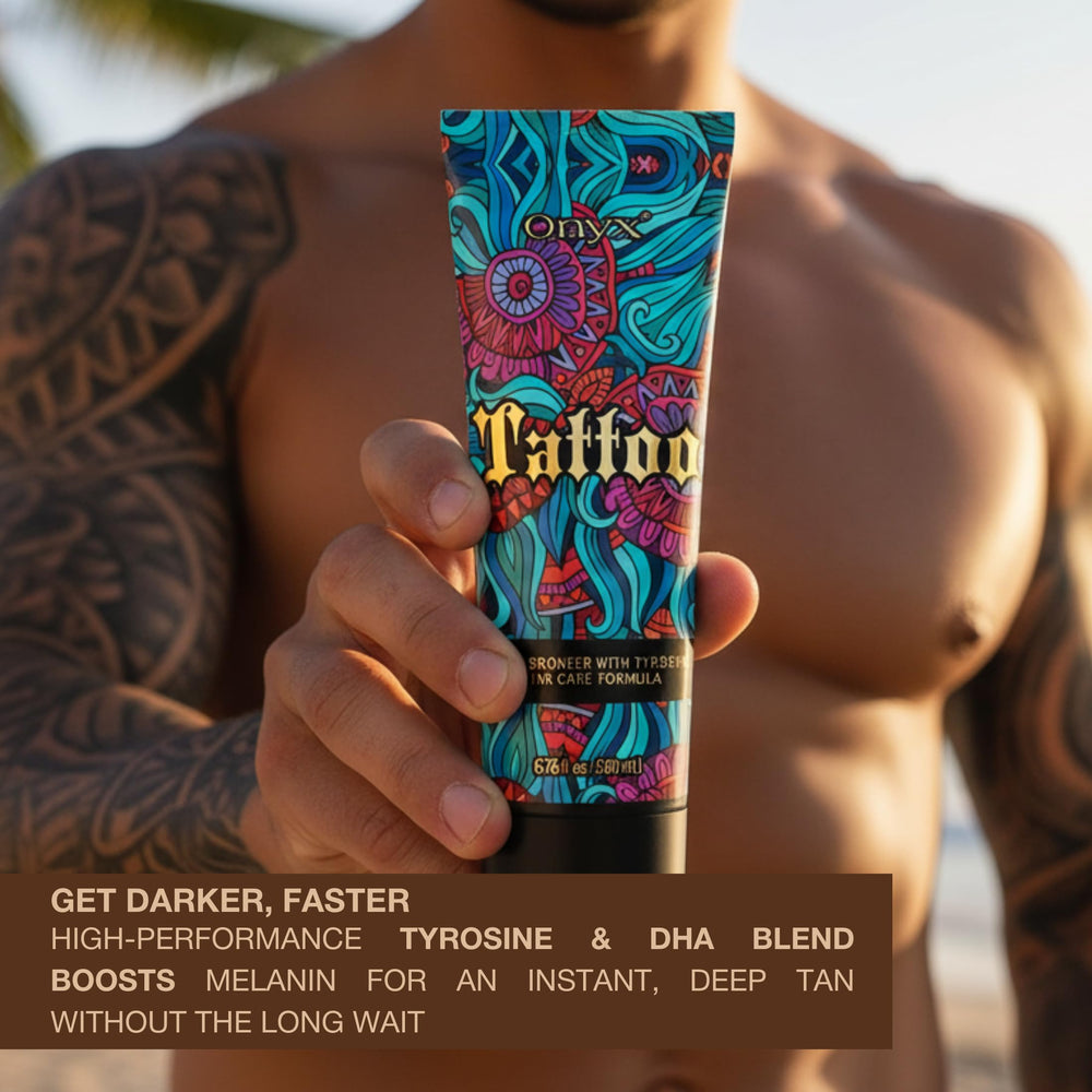 Onyx loción tatuaje fórmula nutritiva para piel durante bronceado