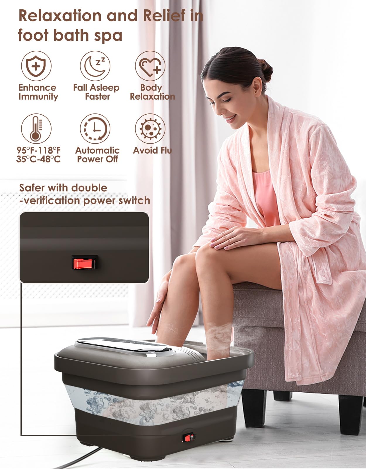 OOAMBB spa de pies con control de temperatura para experiencia personalizada