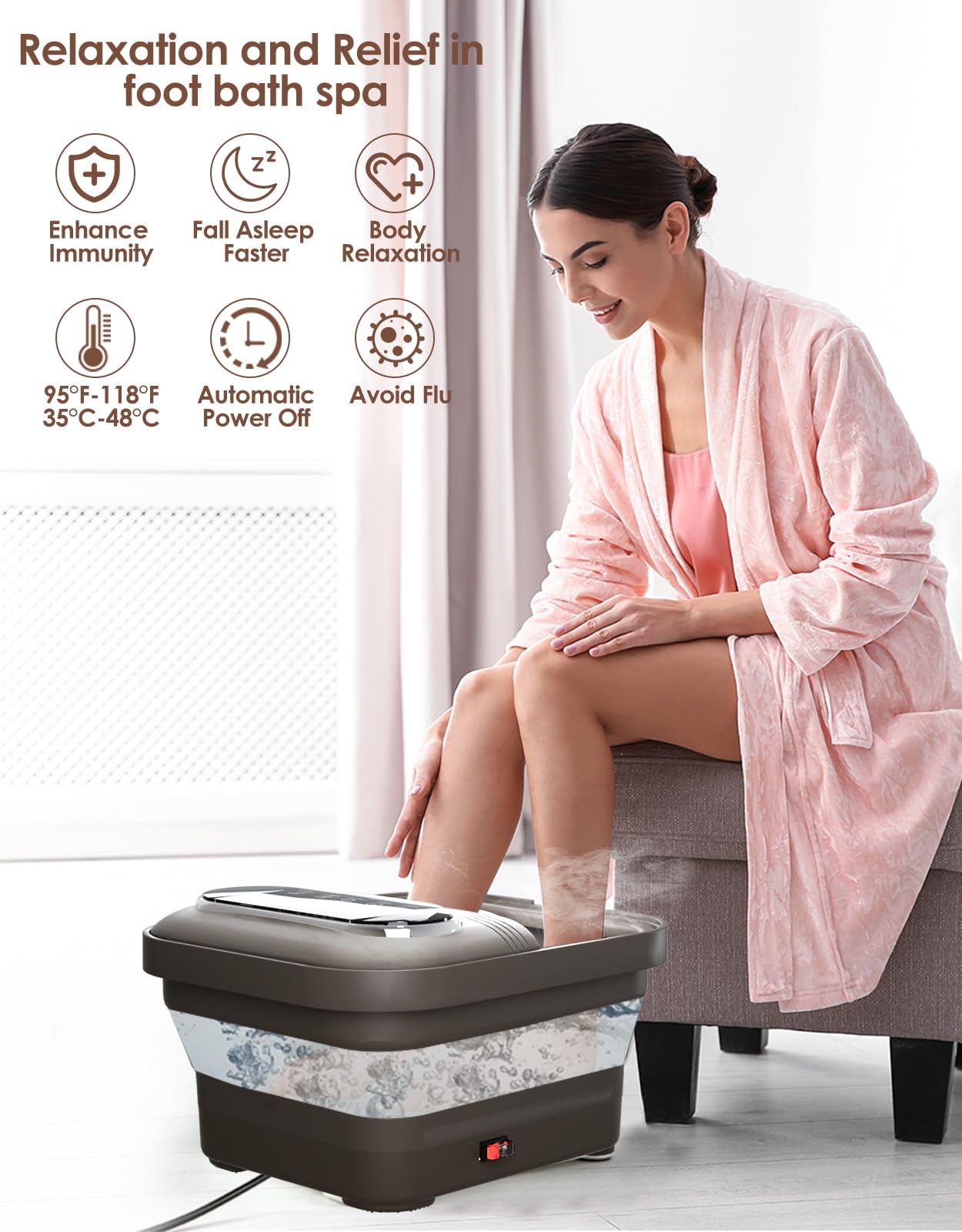 OOAMBB Spa pies con asa y soporte para uso cómodo