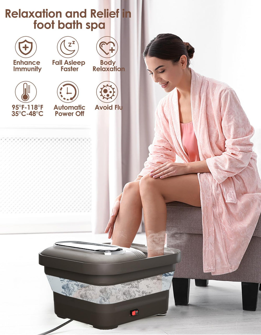 OOAMBB Spa pies con asa y soporte para uso cómodo
