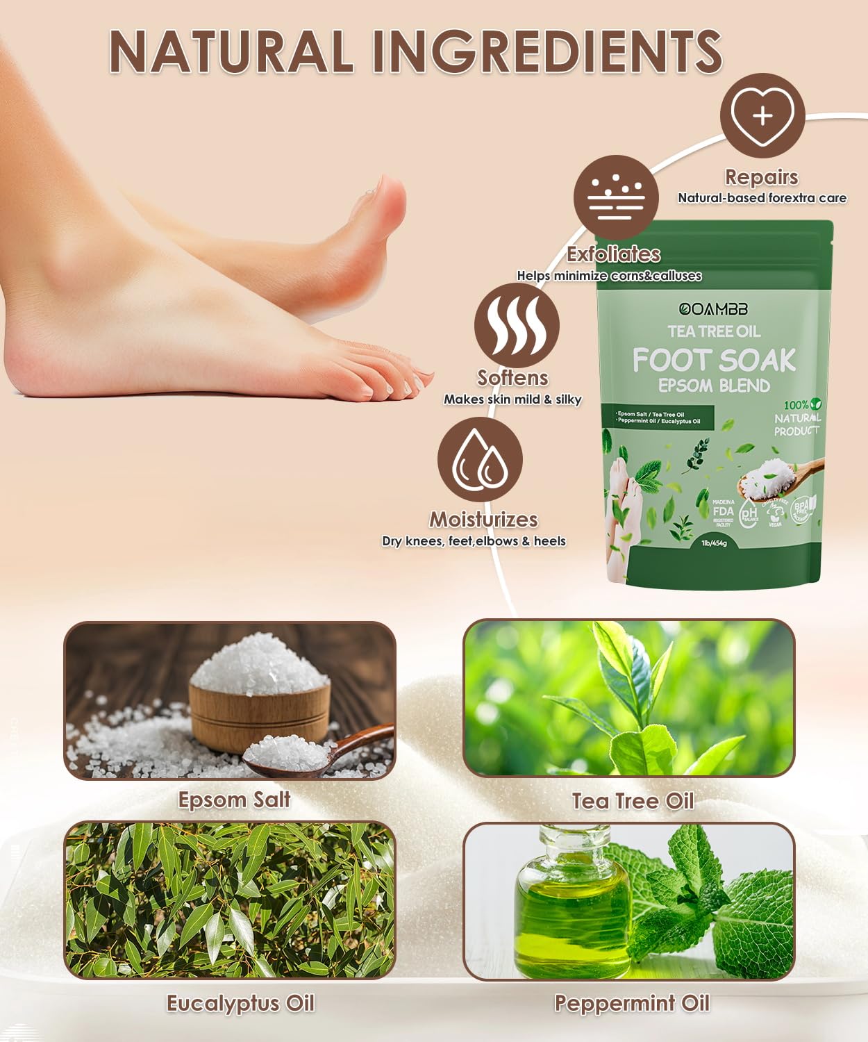 OOAMBB Spa pies, pantalla táctil XL para ajustes rápidos de temperatura
