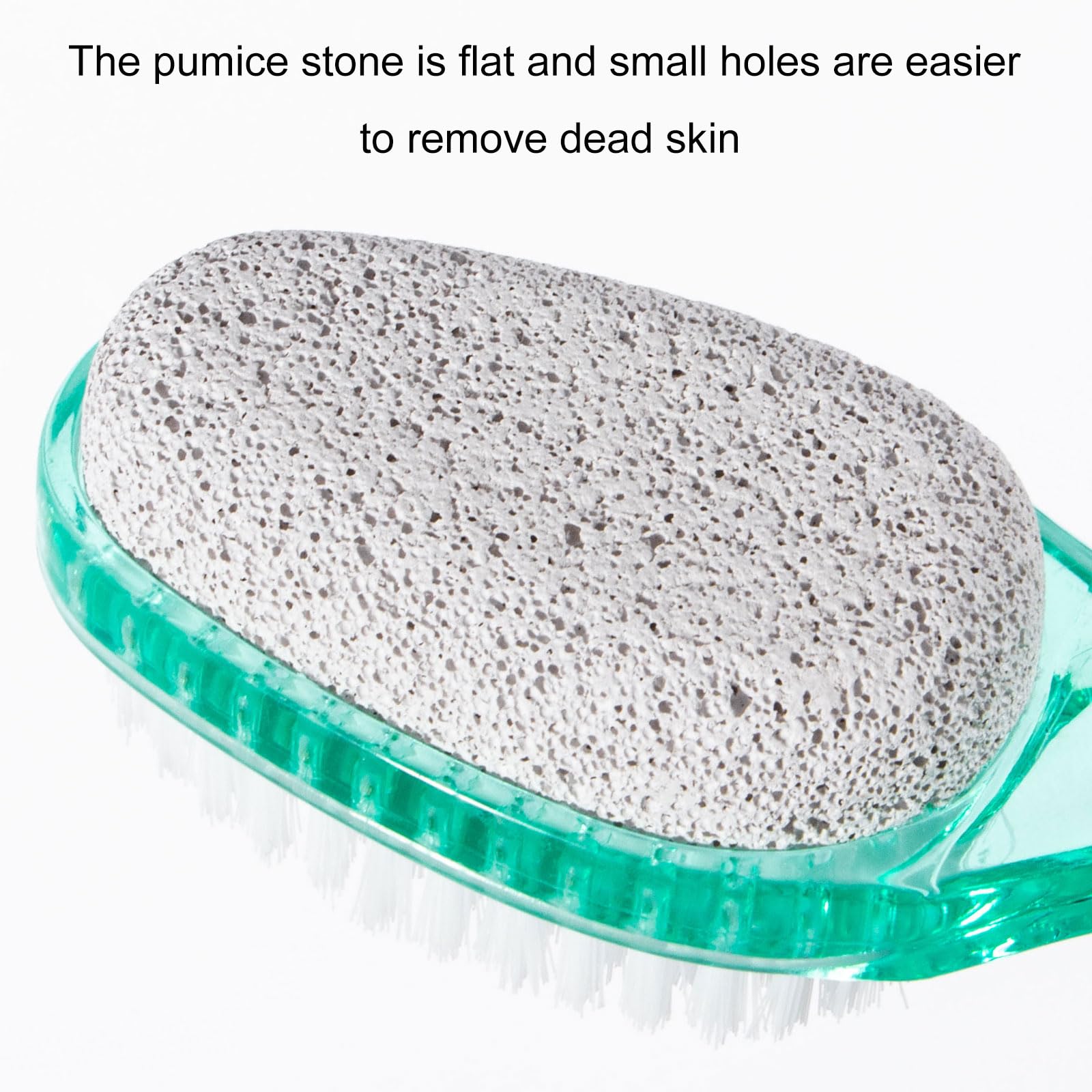 ooloveminso cepillo-pies verde muestra agarre ergonómico para alcanzar zonas difíciles