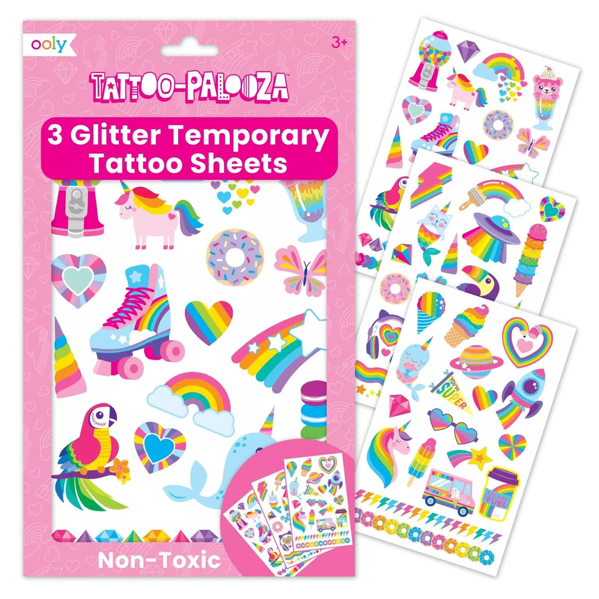 Tatuajes temporales Ooly arcoiris para fiestas seguras y divertidas