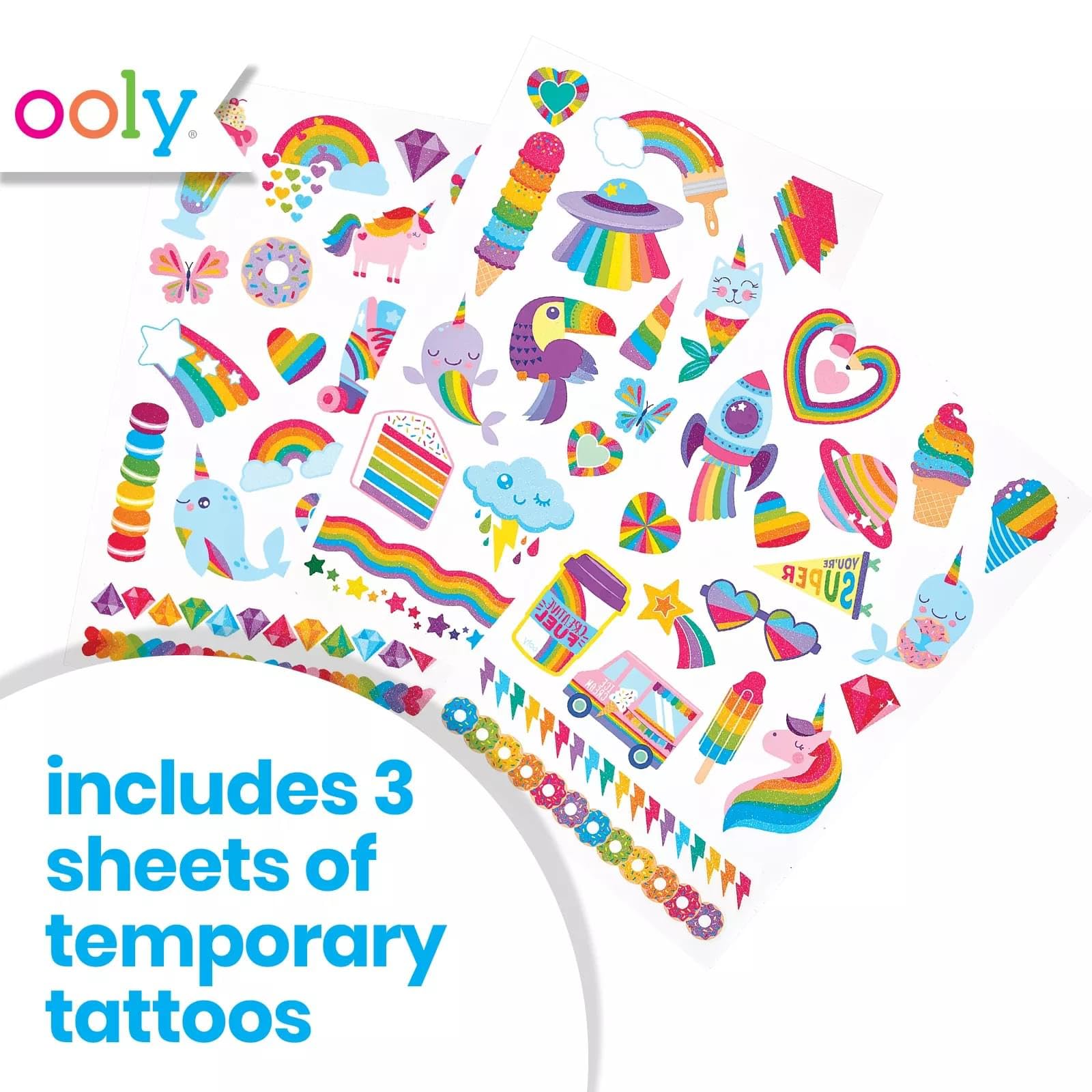 Tatuajes temporales Ooly unicornio coloridos y fáciles de aplicar