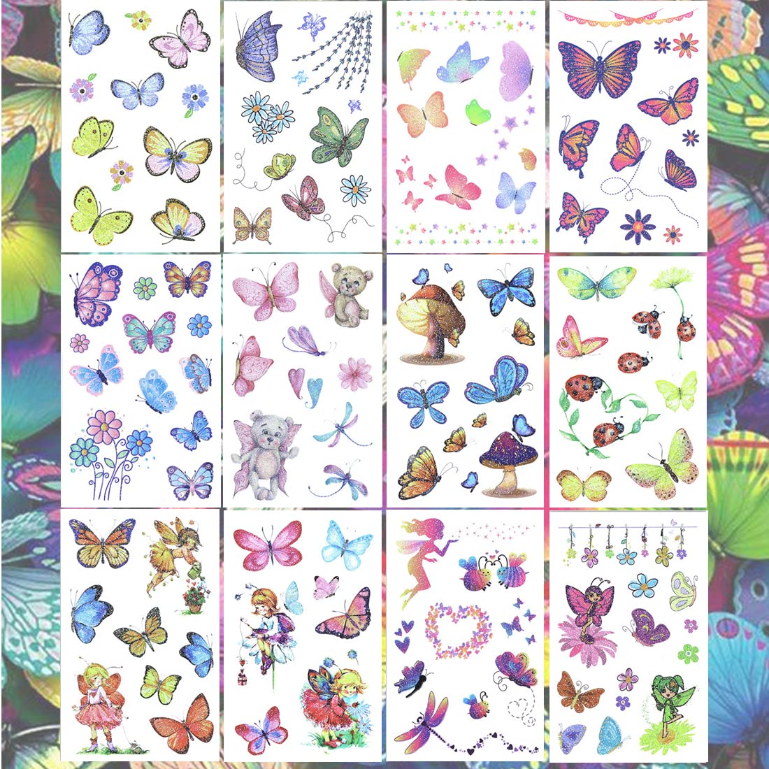 Ooopsiun tatuajes de mariposa brillantes para regalo y decoración de fiesta.