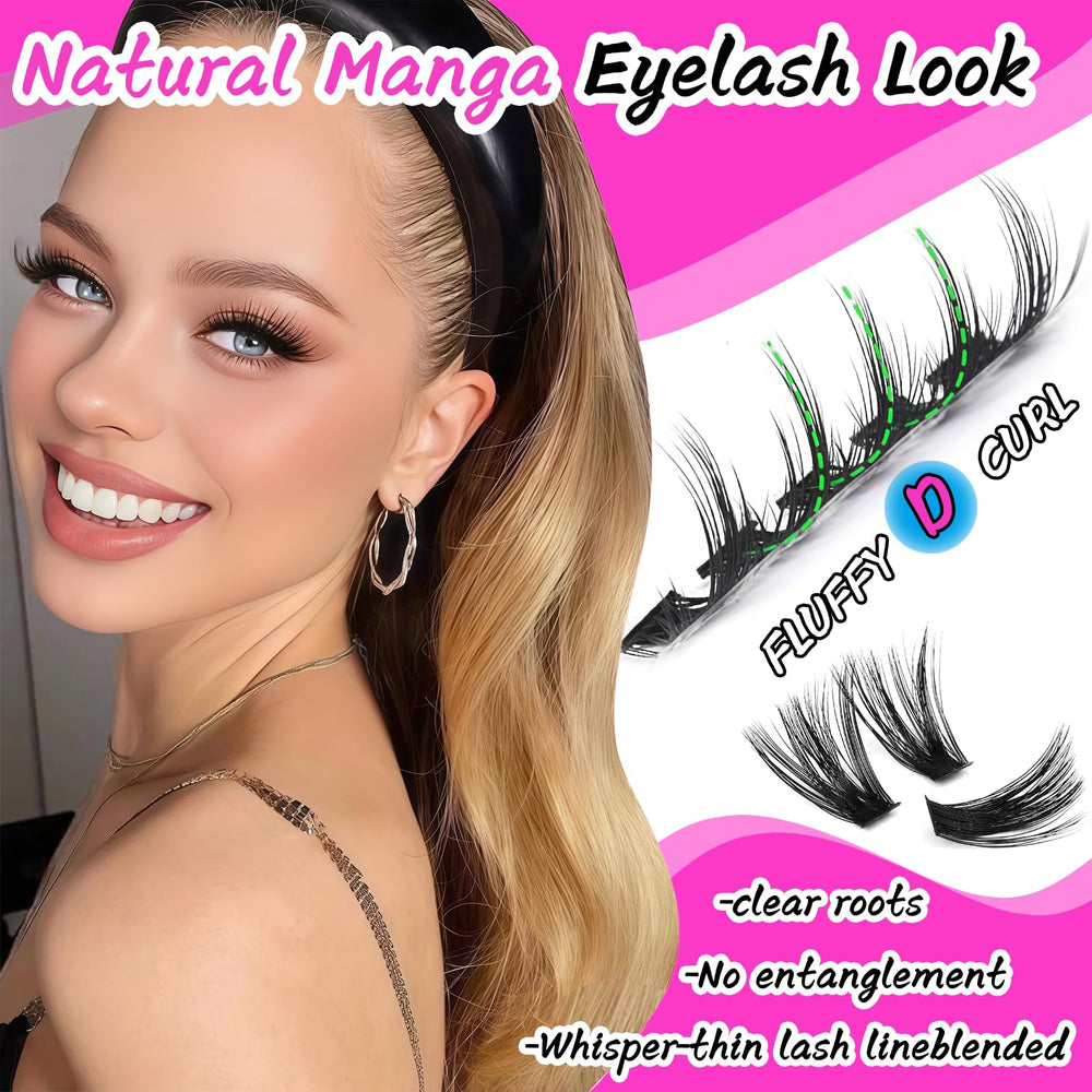 Efecto D Curl voluminoso de Manga Lash Clusters de OOPPOO