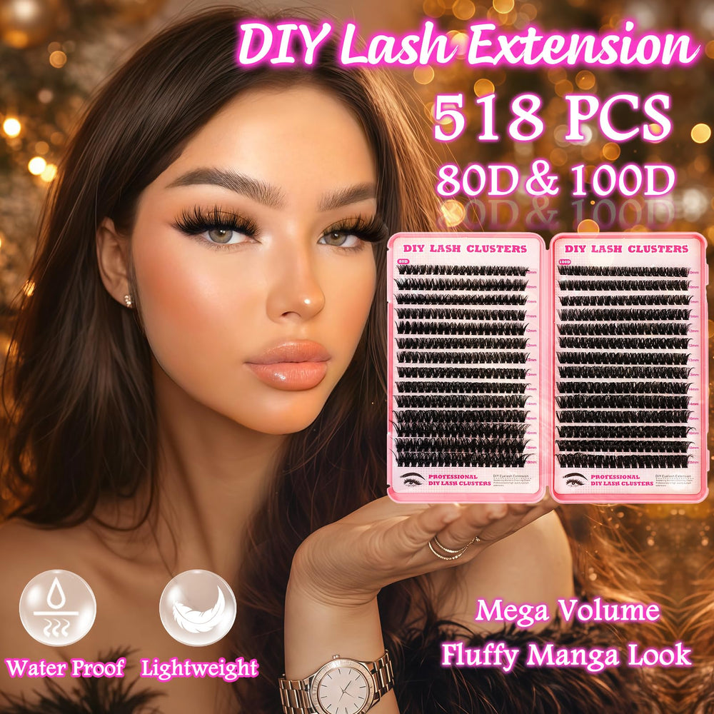 Fibras premium de OOPPOO Manga Lash Clusters, textura suave que imita pestañas naturales